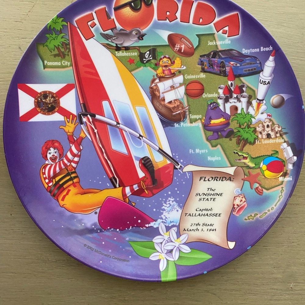 Vintage Florida Souvenir Plate Florida McDonald’s 2002